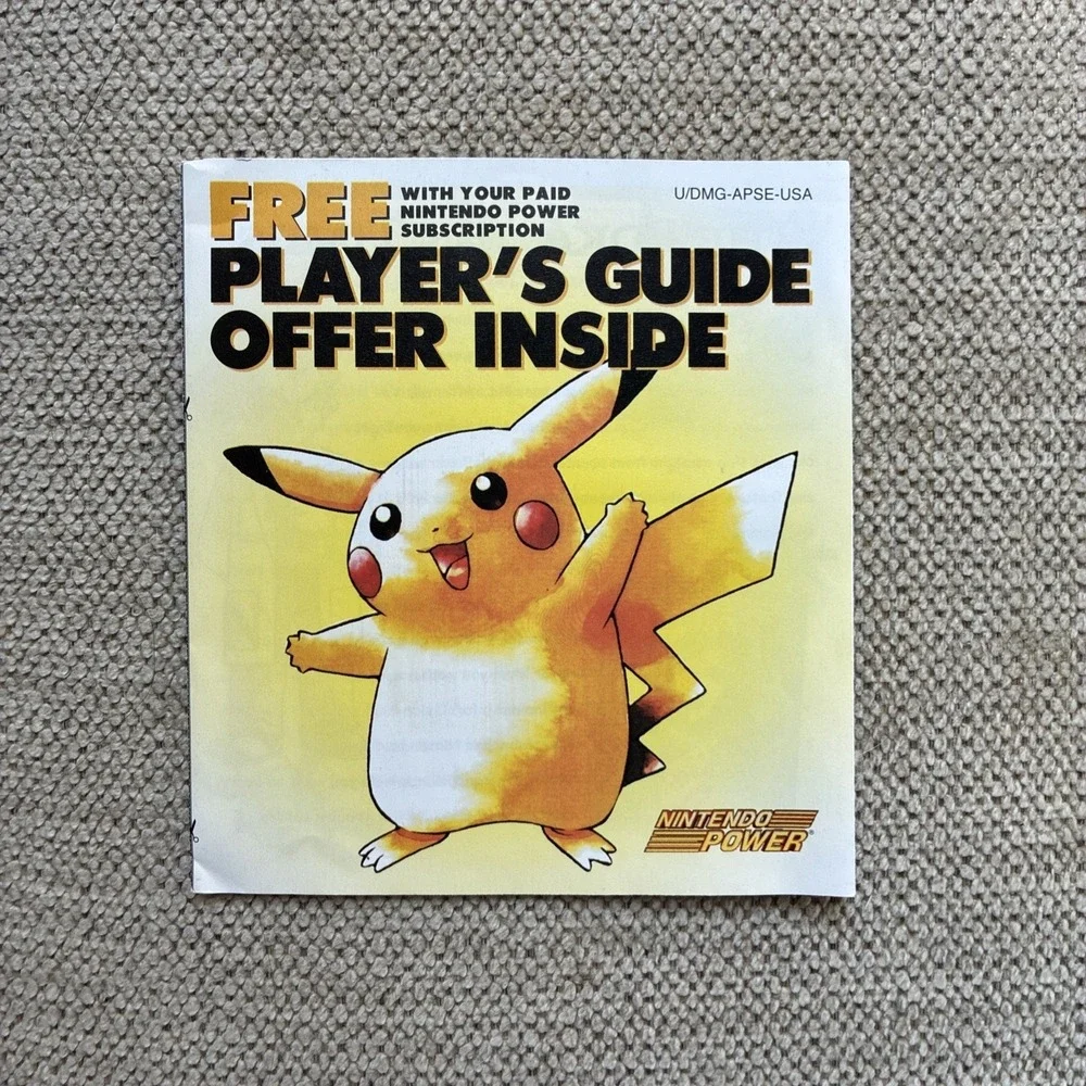 Pokémon Yellow Nintendo Power Player's Guide Offer Insert DMG-APSE-USA